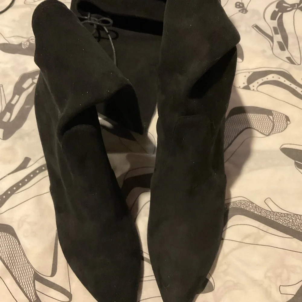 Anthropologie Silent D Over-The-Knee Faux Suede Boots Size 7.5 with Tie in Back